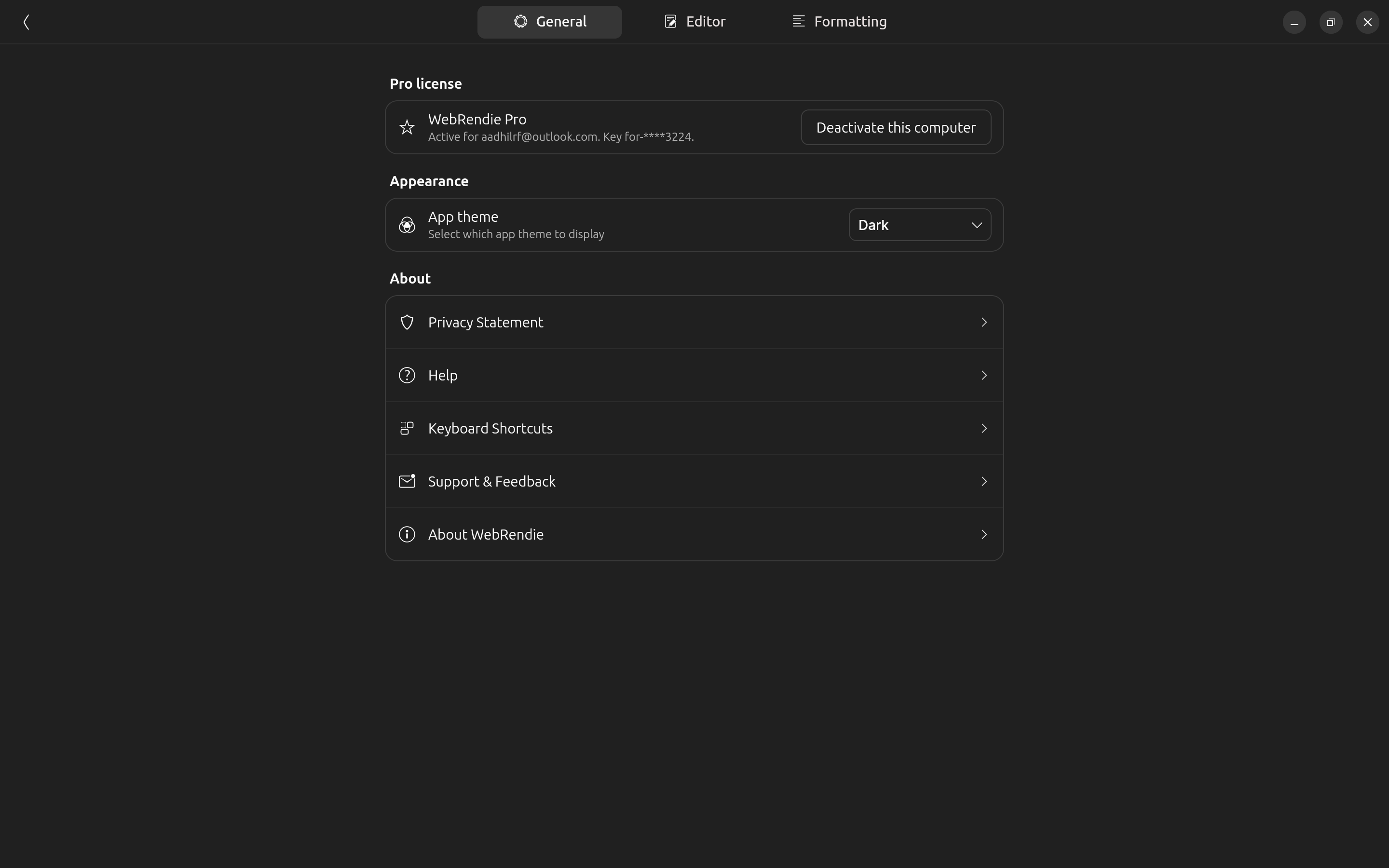 General settings